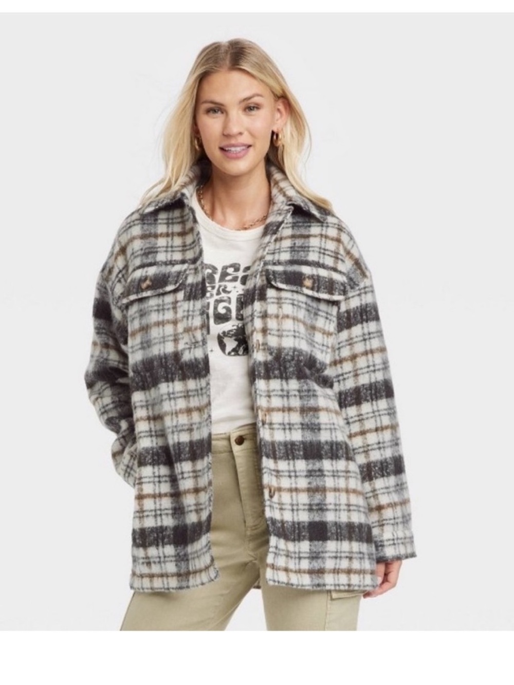 Universal Thread Plaid Shirt Jacket size Large